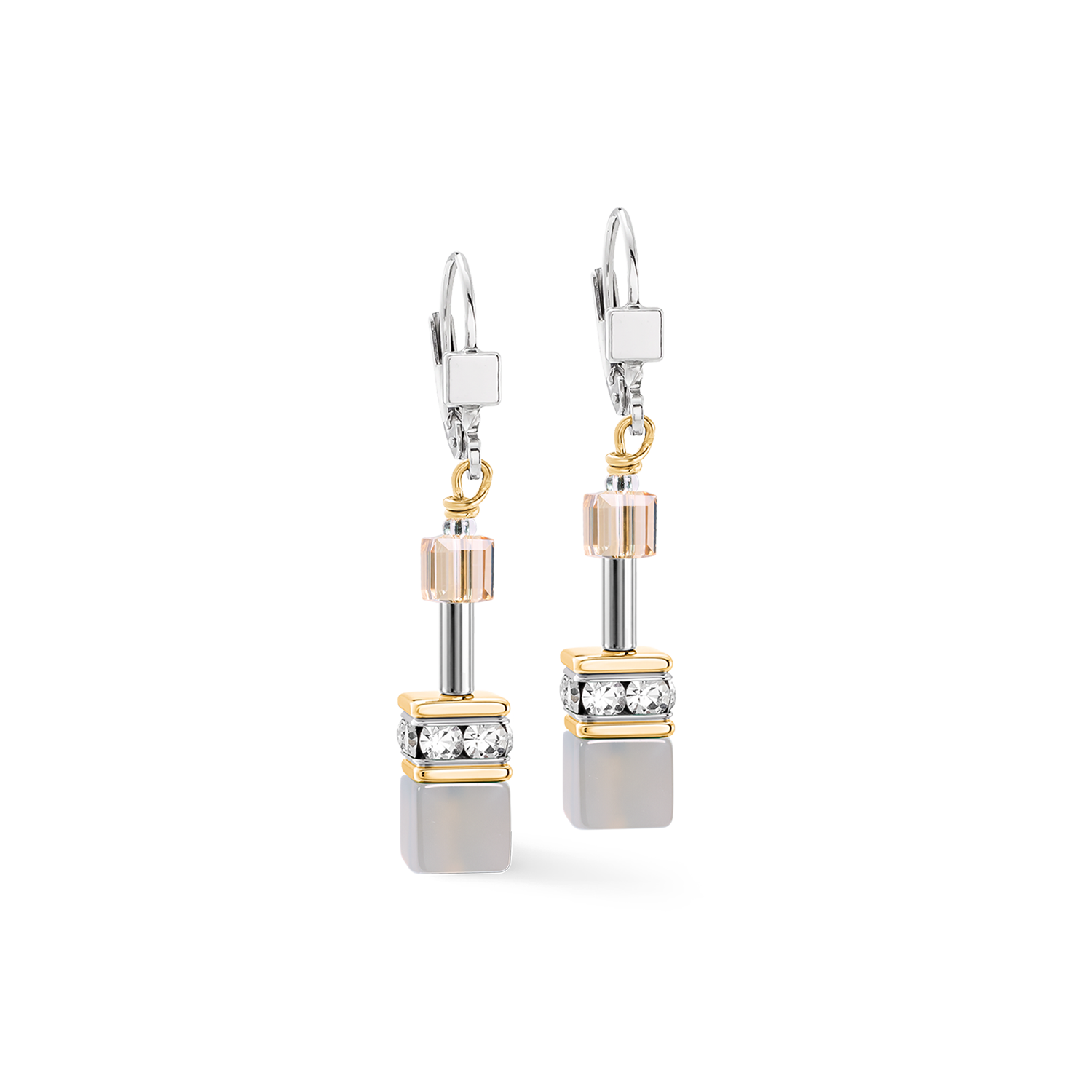 Orecchini pendenti GeoCUBE® Agata & Ematite grigio-oro