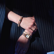 COEUR DE LION Bracciale GeoCUBE® Agata & Ematite grigio-oro – indossato