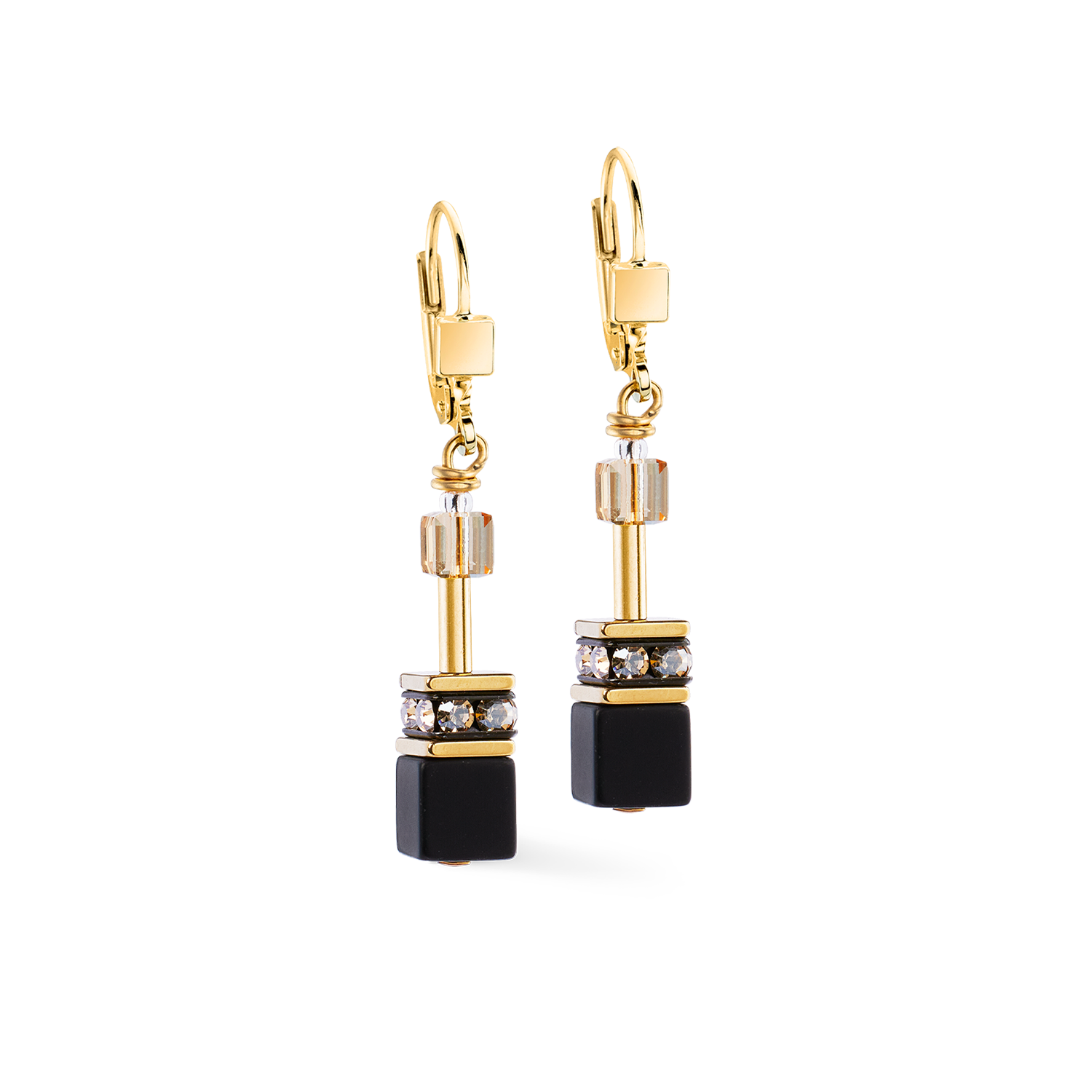 Orecchini GeoCUBE® onice nero-oro
