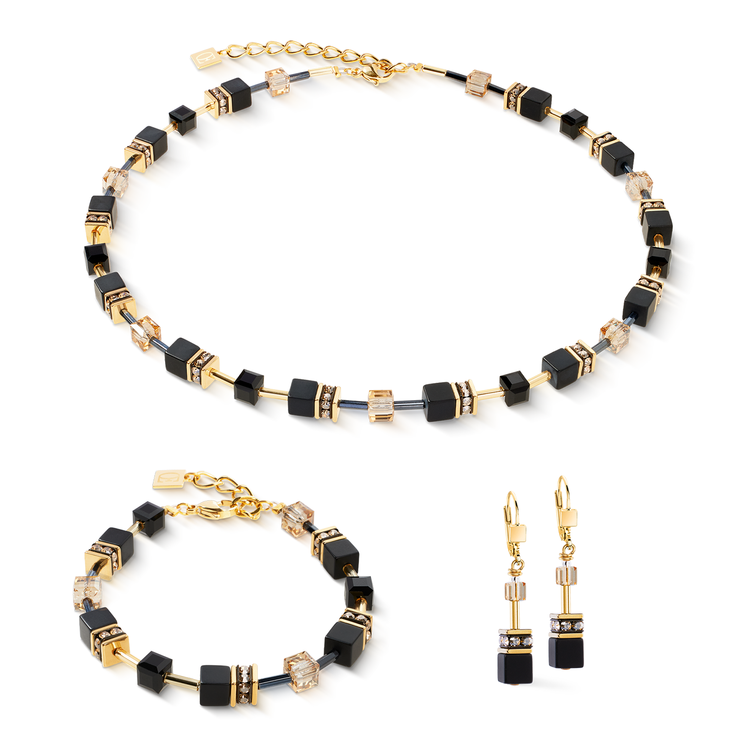Orecchini GeoCUBE® onice nero-oro