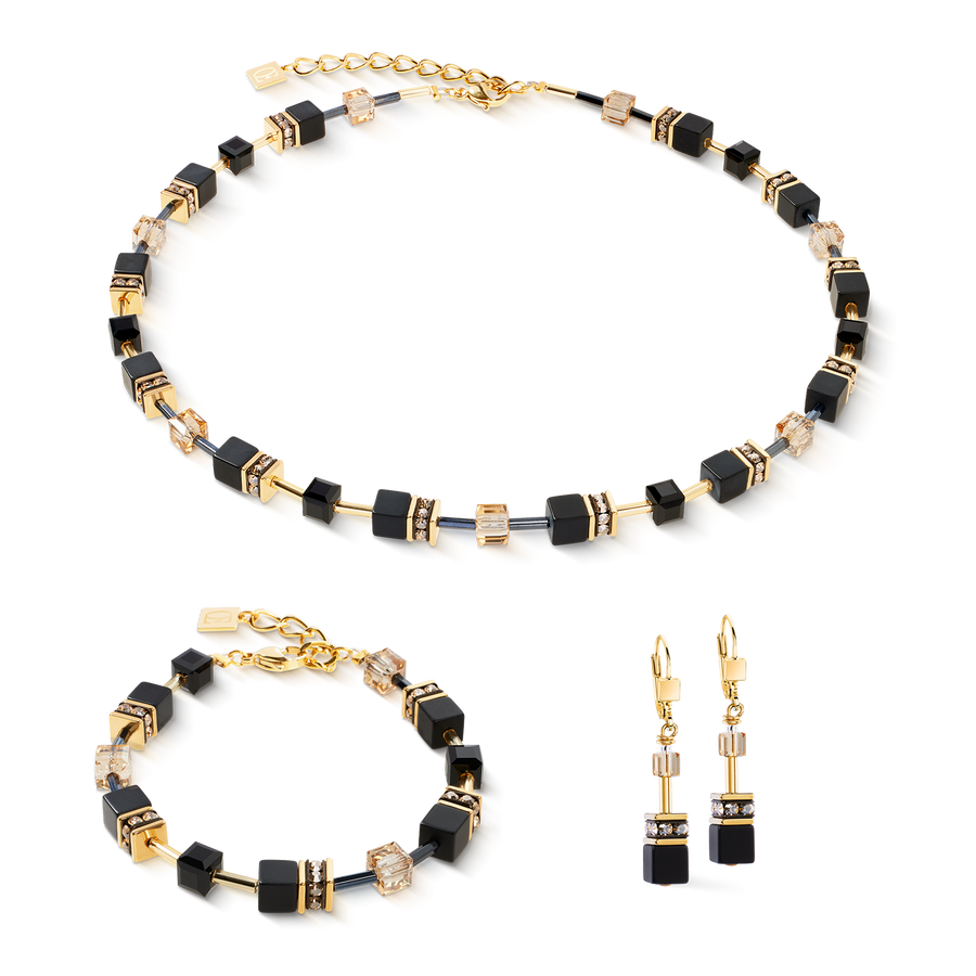 Orecchini GeoCUBE® onice nero-oro