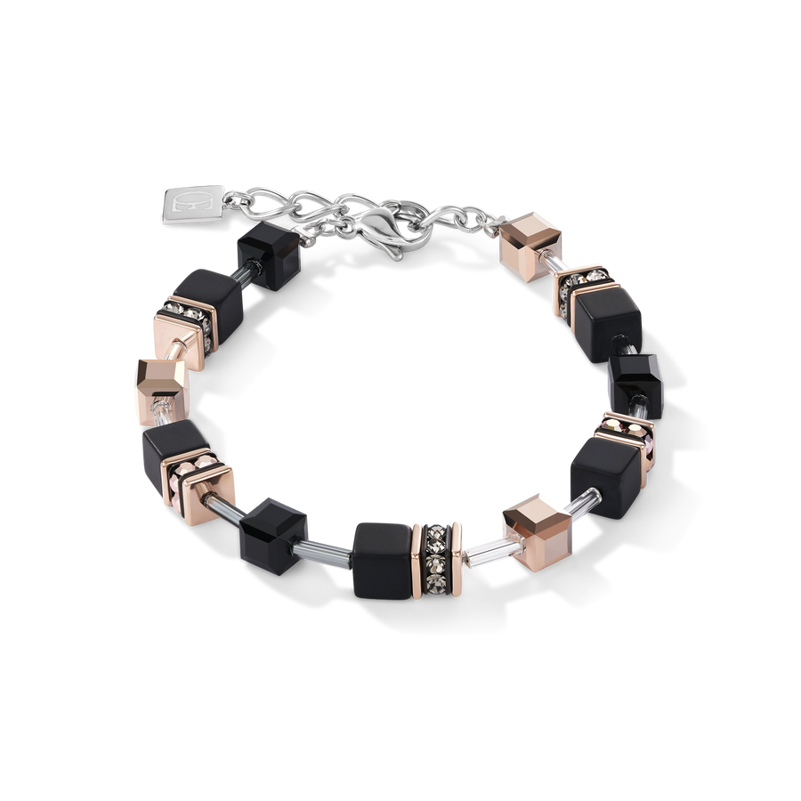 Braccialetto GeoCUBE® onice nero-oro rosé