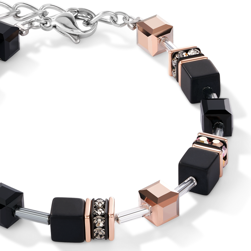 Braccialetto GeoCUBE® onice nero-oro rosé