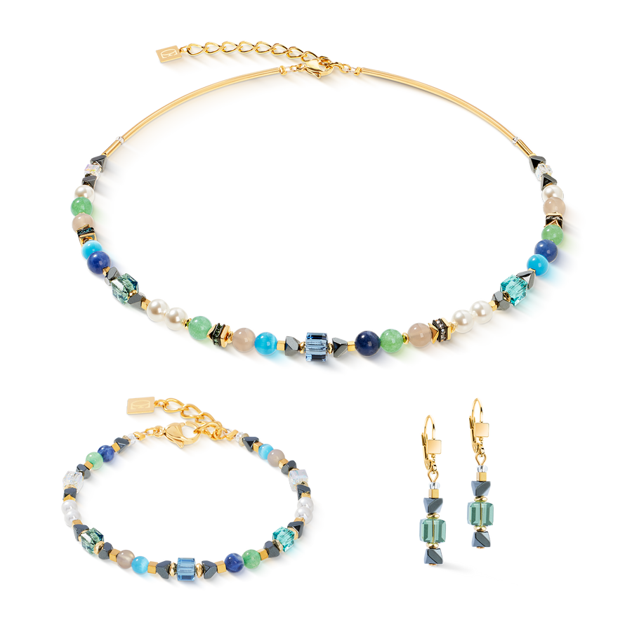 Collana Precious Shape Mix verde-turchese