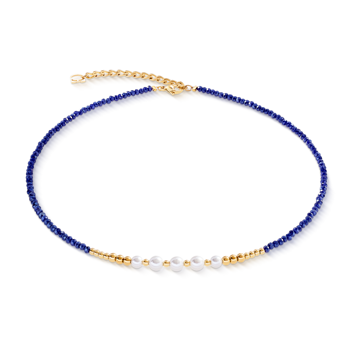 Collana Pearl Line oro-blu
