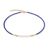 Collana Pearl Line oro-blu
