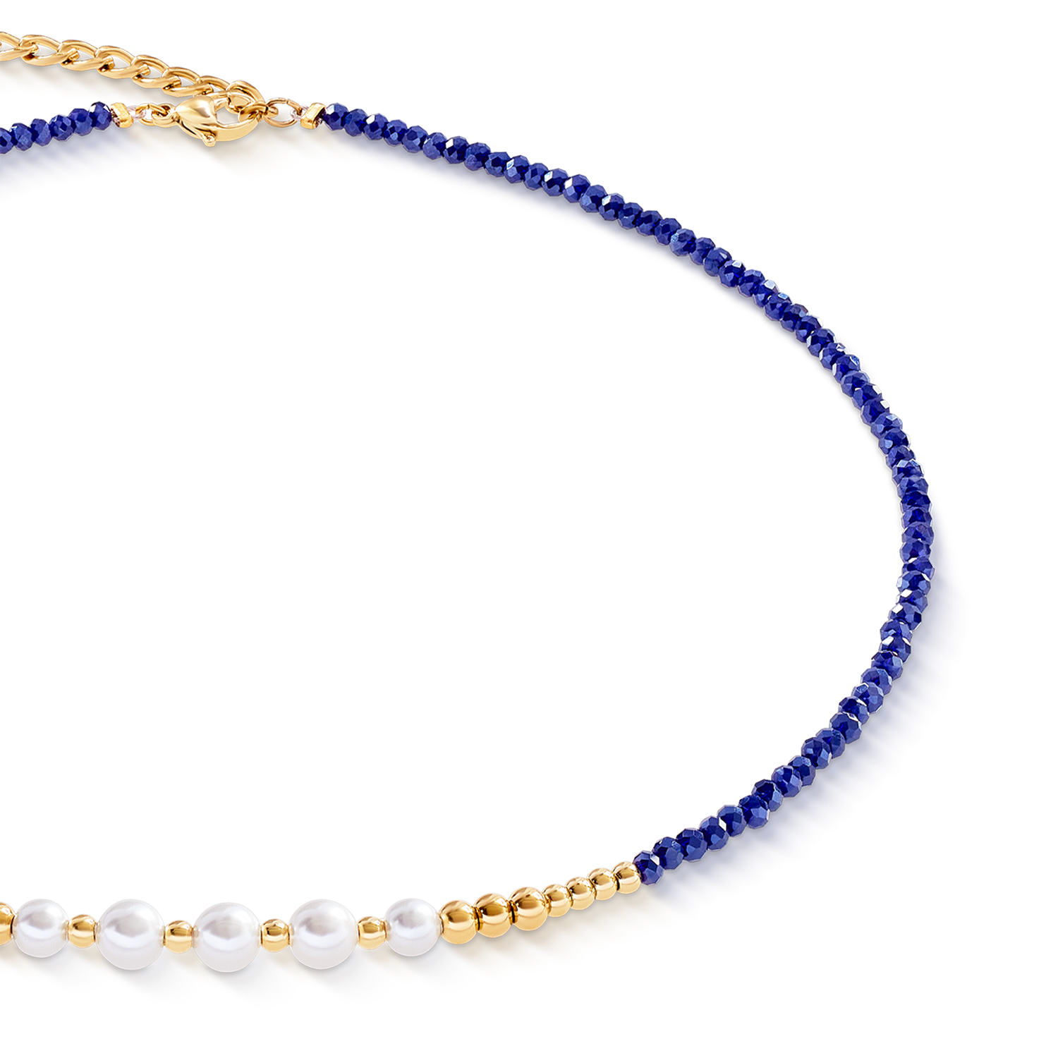 Collana Pearl Line oro-blu