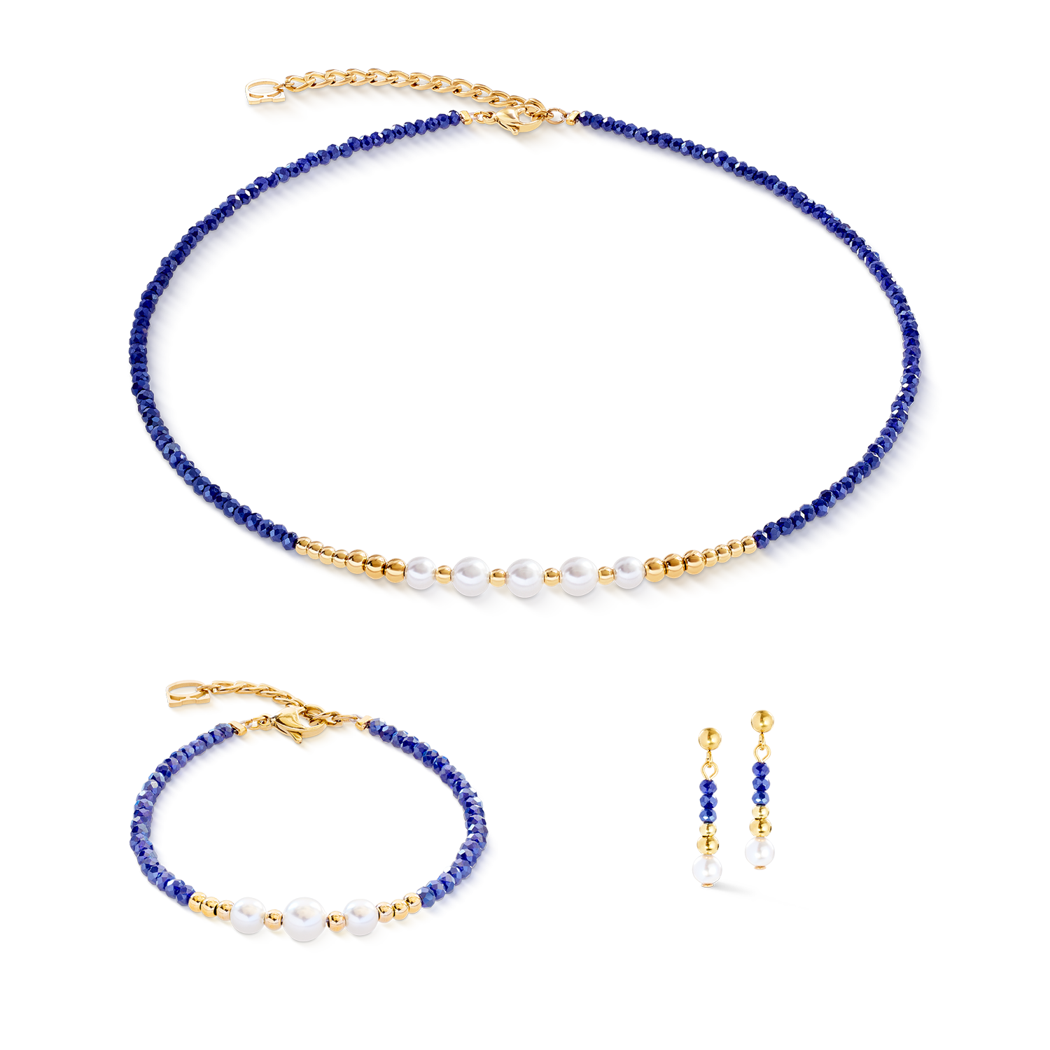 Orecchini Pearl Line oro-blu