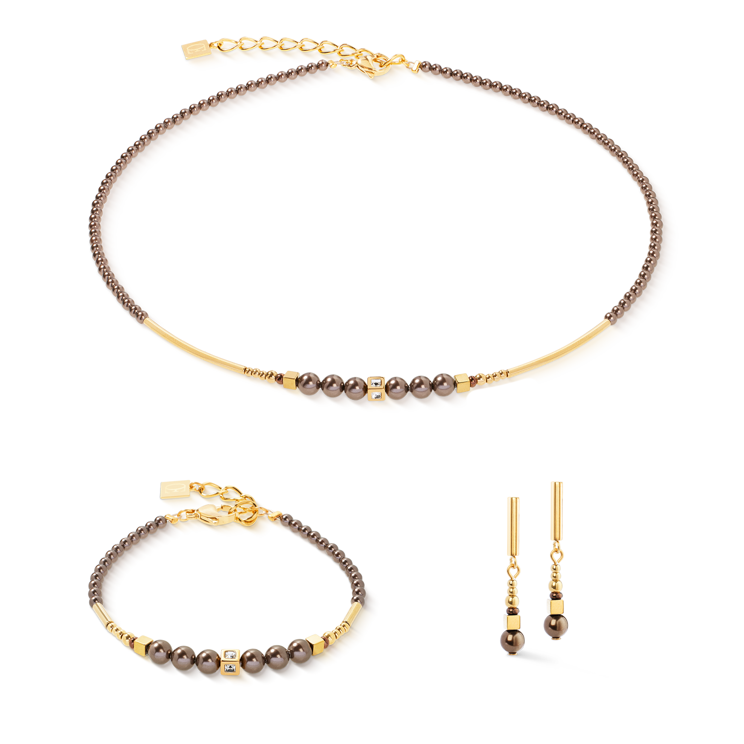 Orecchini Shimmering Princess Pearls oro-marrone