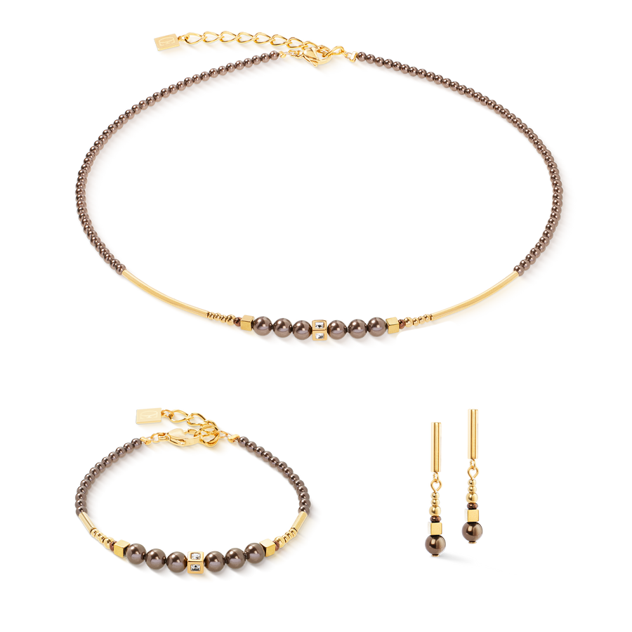 Orecchini Shimmering Princess Pearls oro-marrone