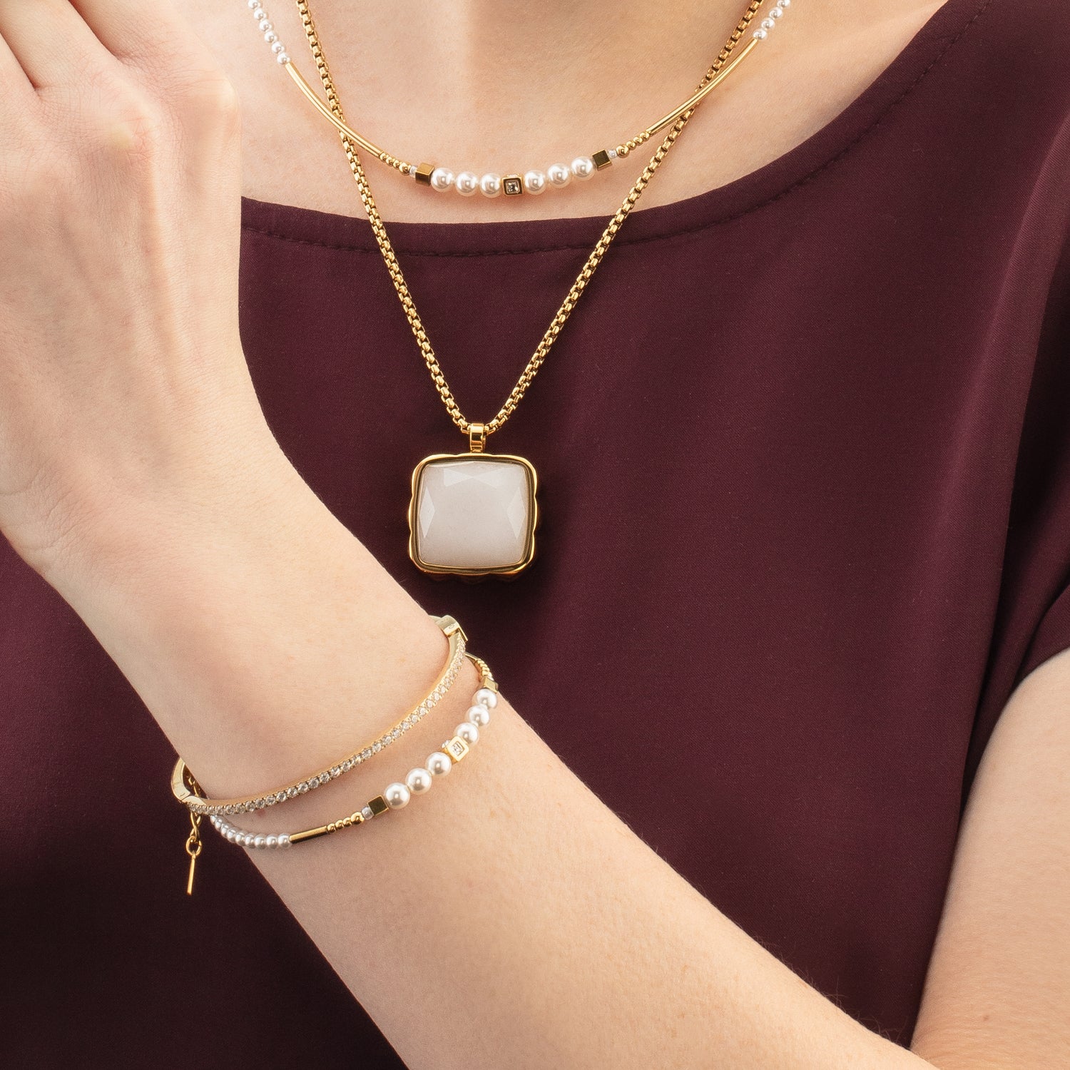 Bracciale Shimmering Princess Pearls oro-bianco