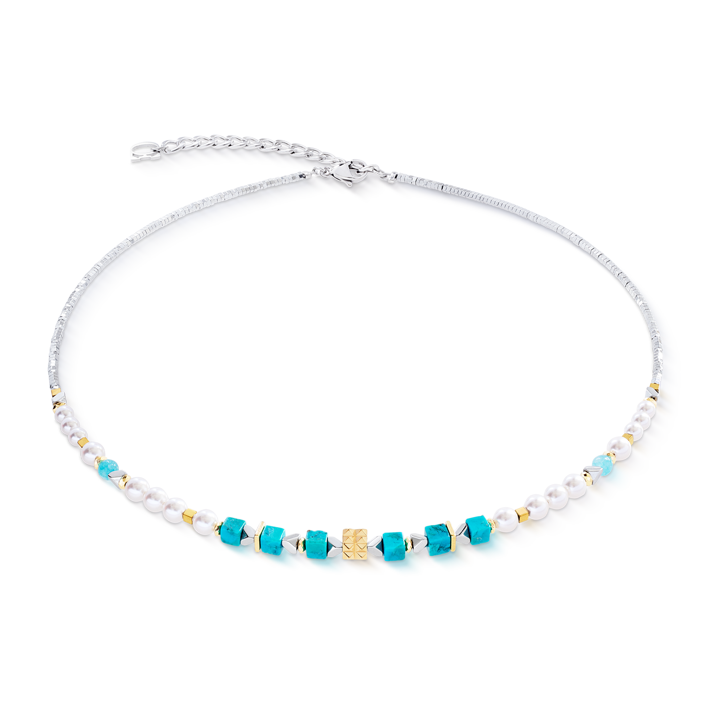 Collana Modern Elegance Spikes oro-turchese