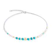 Collana Modern Elegance Spikes oro-turchese