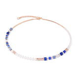 Collana Precious Fusion Offset oro rosa-blu