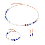 Collana Precious Fusion Offset oro rosa-blu