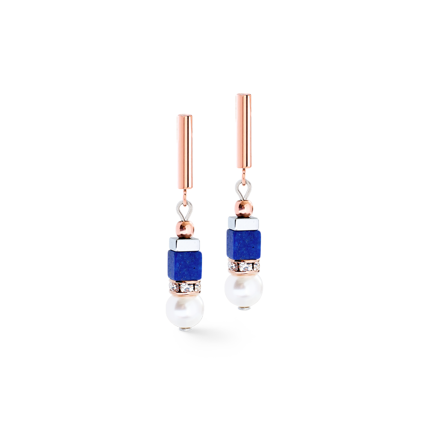 Orecchini Precious Fusion Offset oro rosa-blu