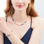 Orecchini Precious Fusion Offset oro rosa-blu