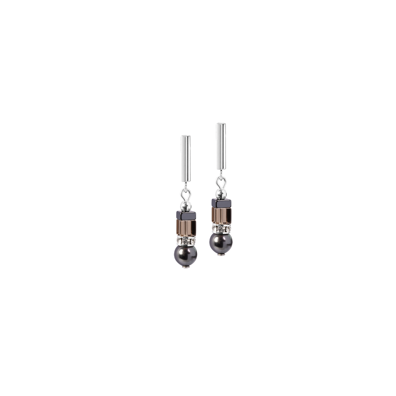 Orecchini Precious Fusion Offset grigio-argento