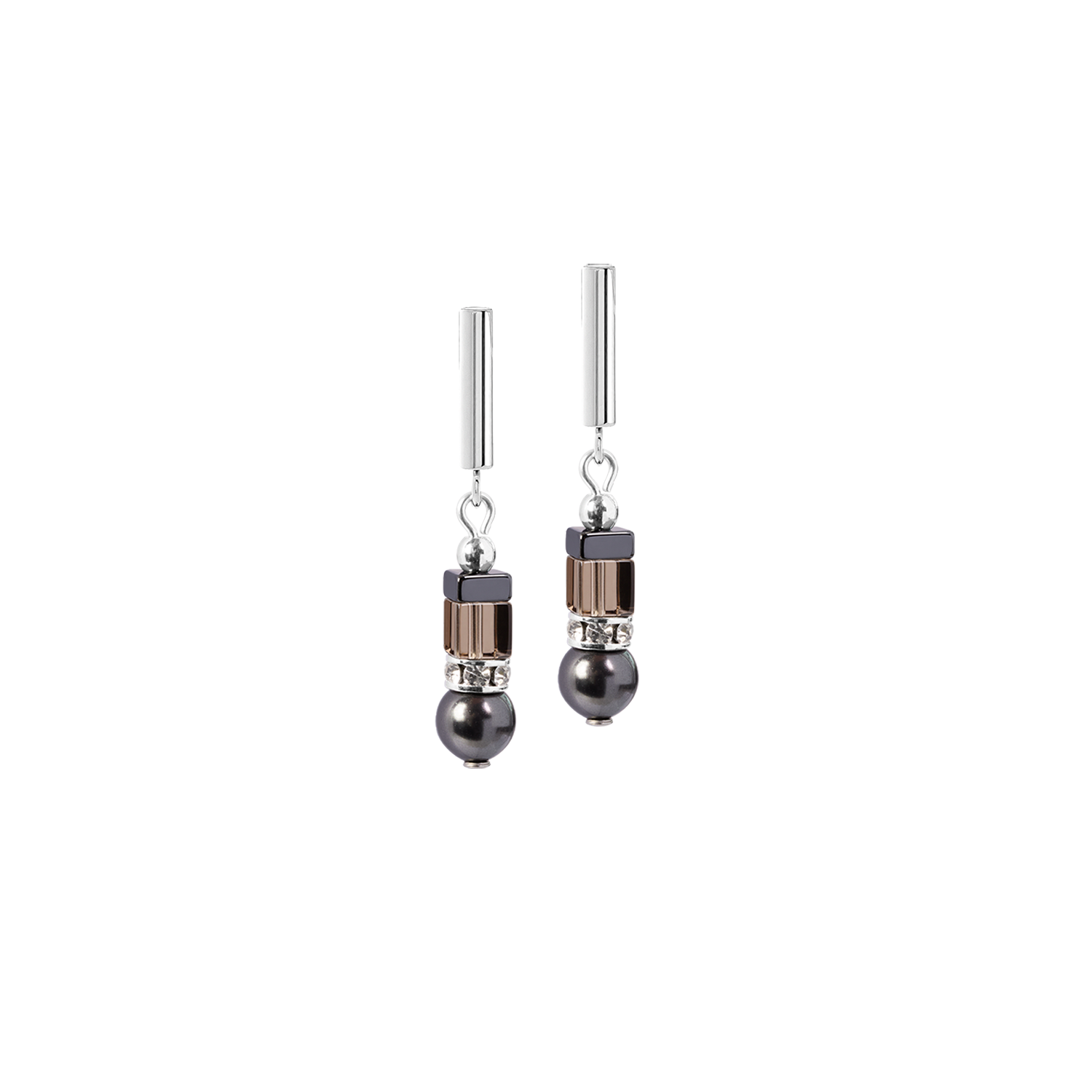 Orecchini Precious Fusion Offset grigio-argento