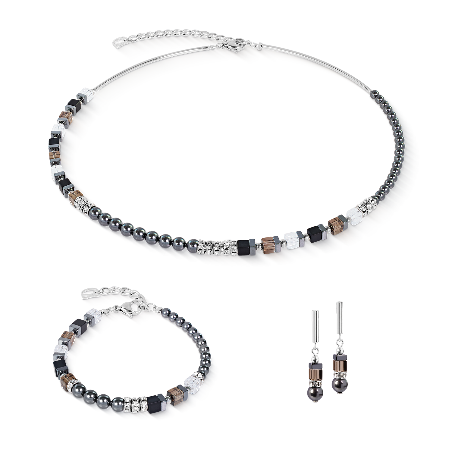 Orecchini Precious Fusion Offset grigio-argento