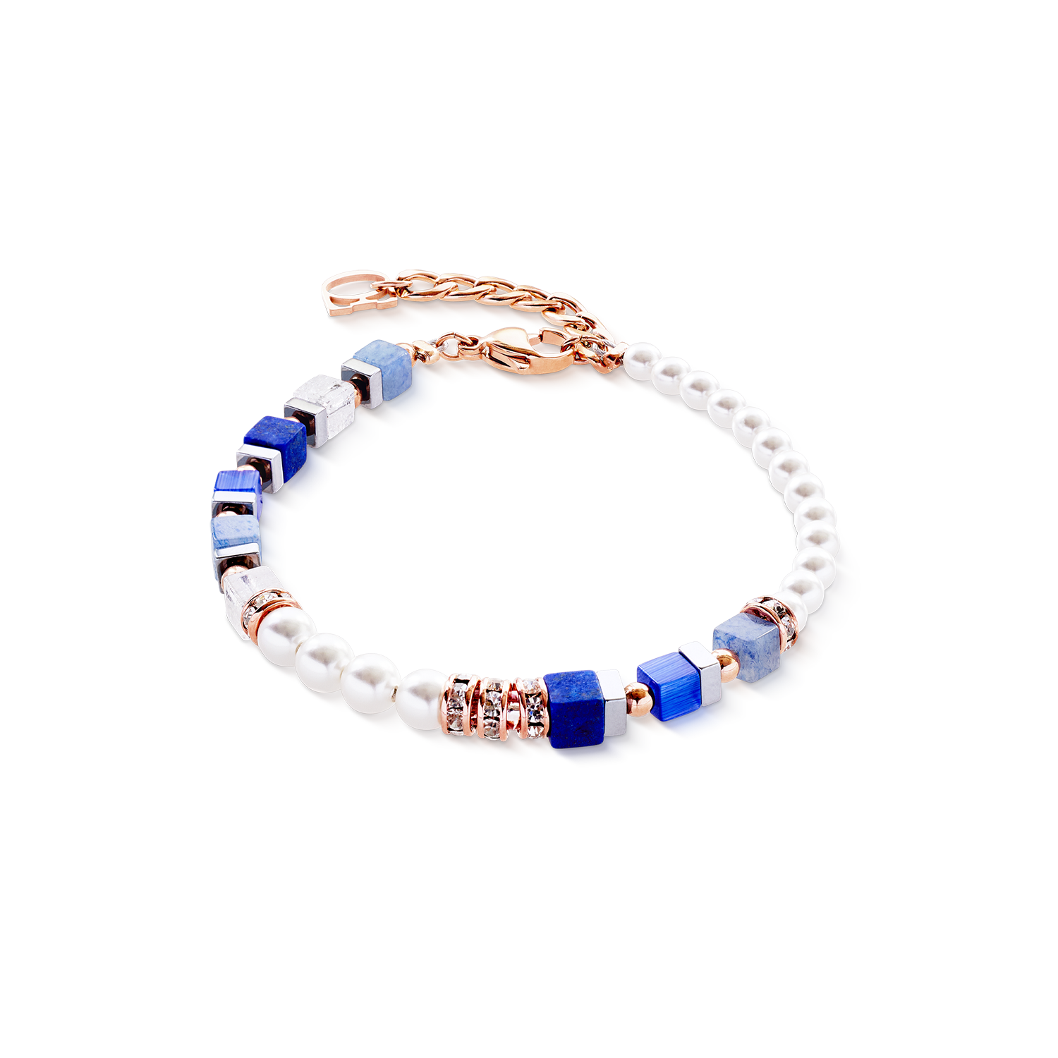 Bracciale Precious Fusion Offset oro rosa-blu