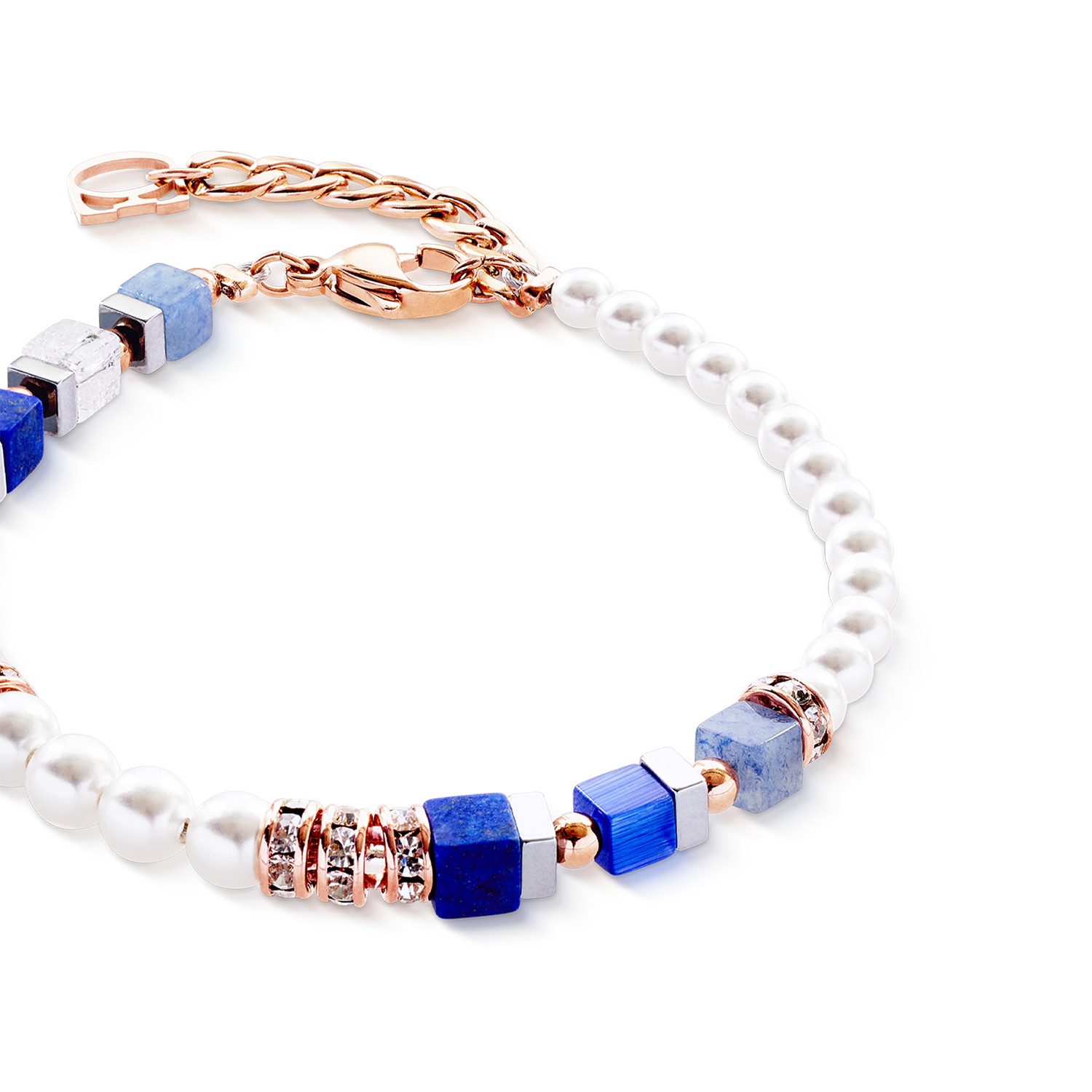 Bracciale Precious Fusion Offset oro rosa-blu
