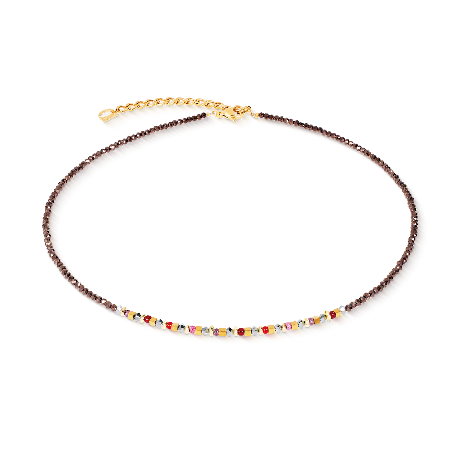 Collana Golden Whisper marrone-rosso