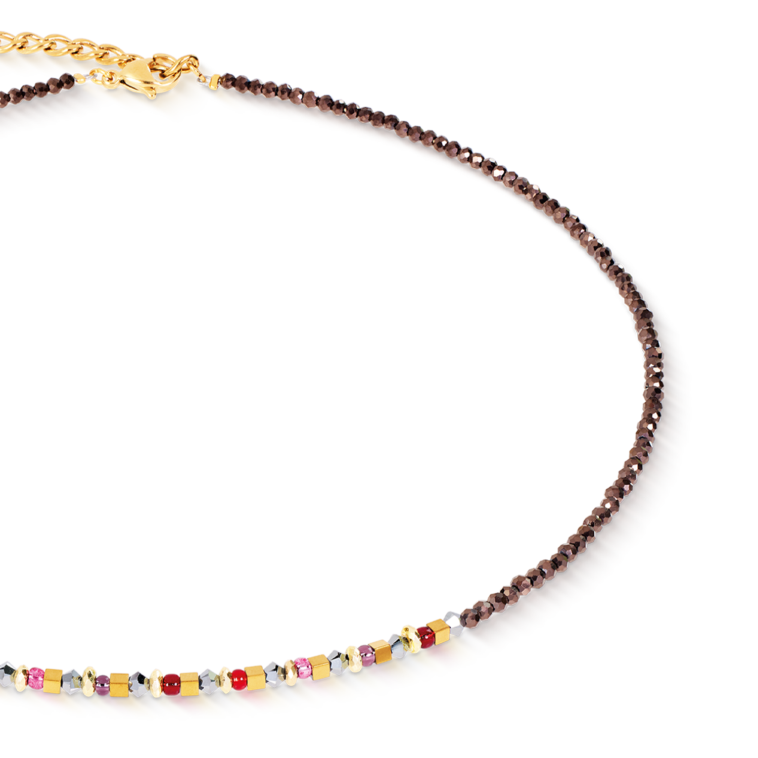 Collana Golden Whisper marrone-rosso
