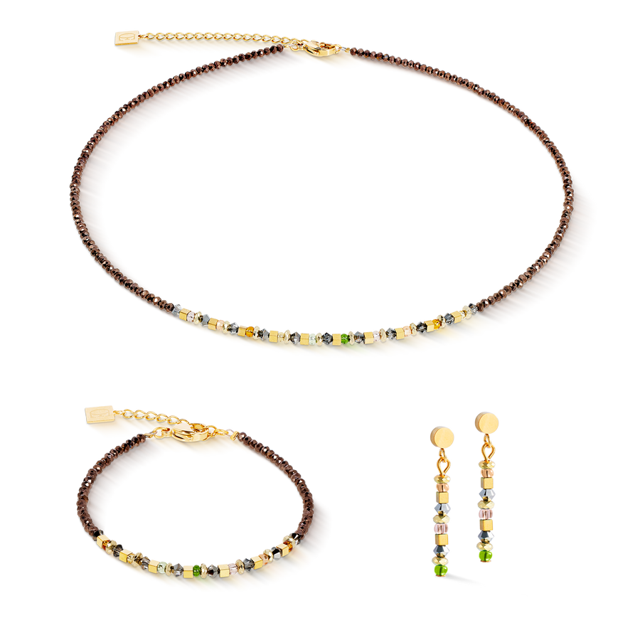 Collana golden Whisper marrone-oliva