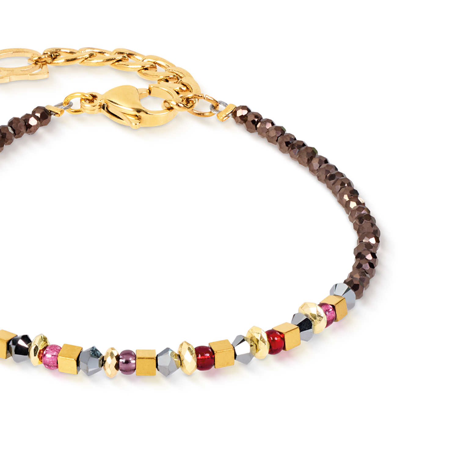 Bracciale Golden Whisper marrone-rosso