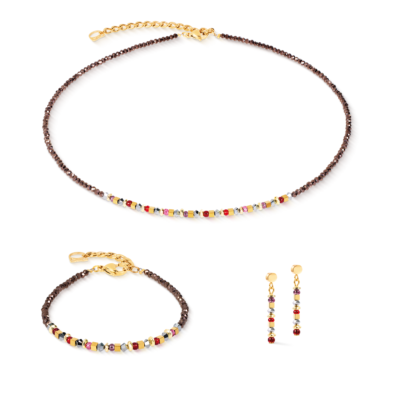 Bracciale Golden Whisper marrone-rosso