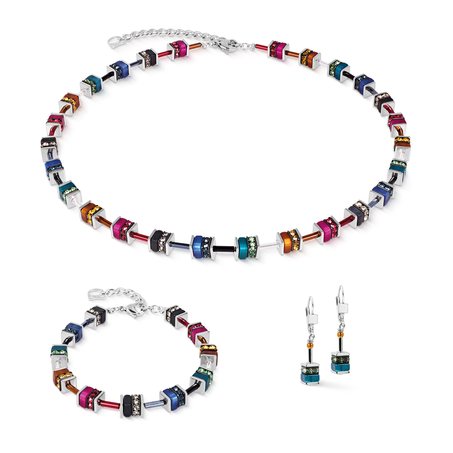Orecchini GeoCUBE® classic Polaris & Strass multicolore Winter