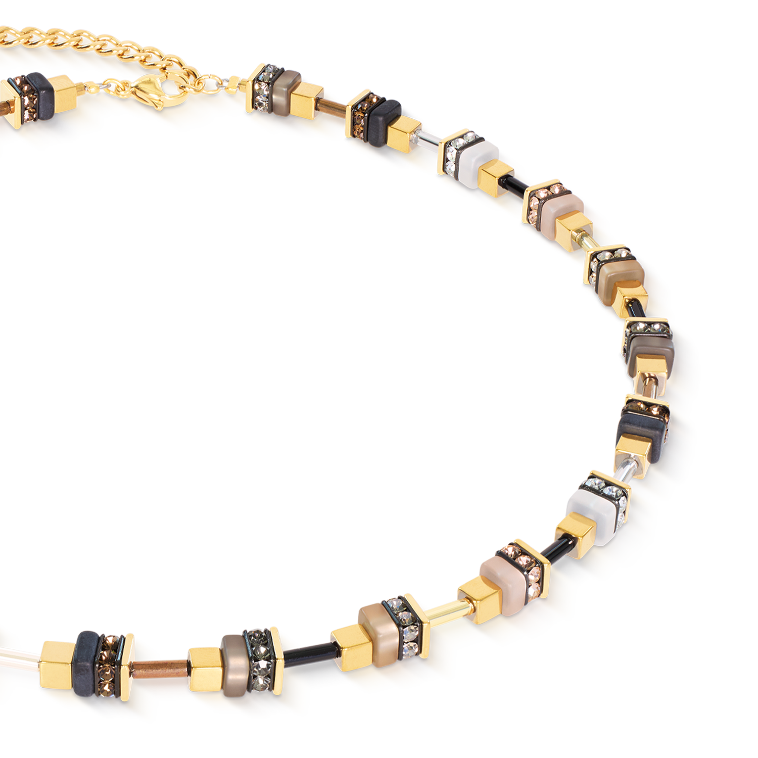 Collana Urban Nature Cube beige-oro