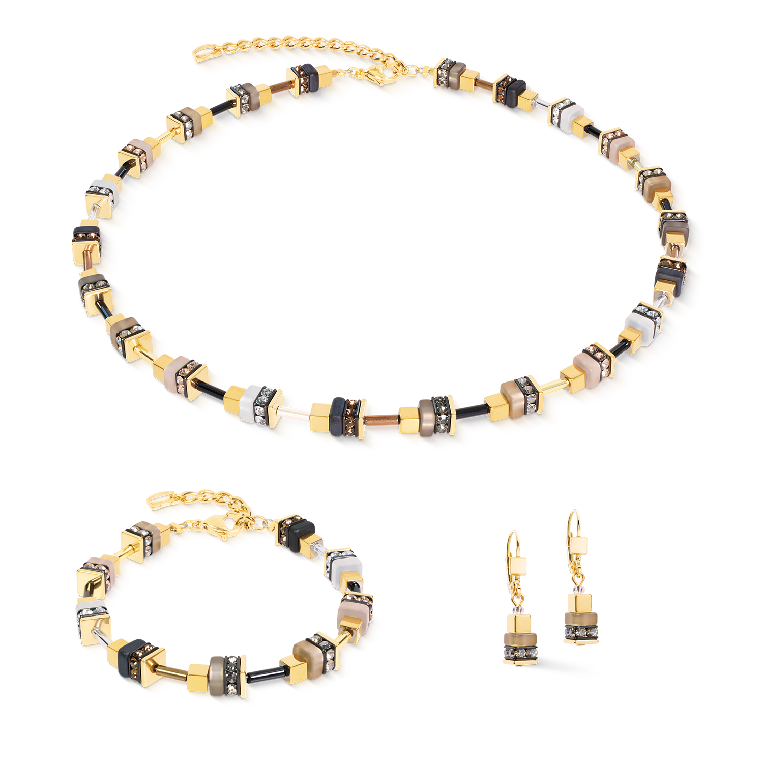 Collana Urban Nature Cube beige-oro