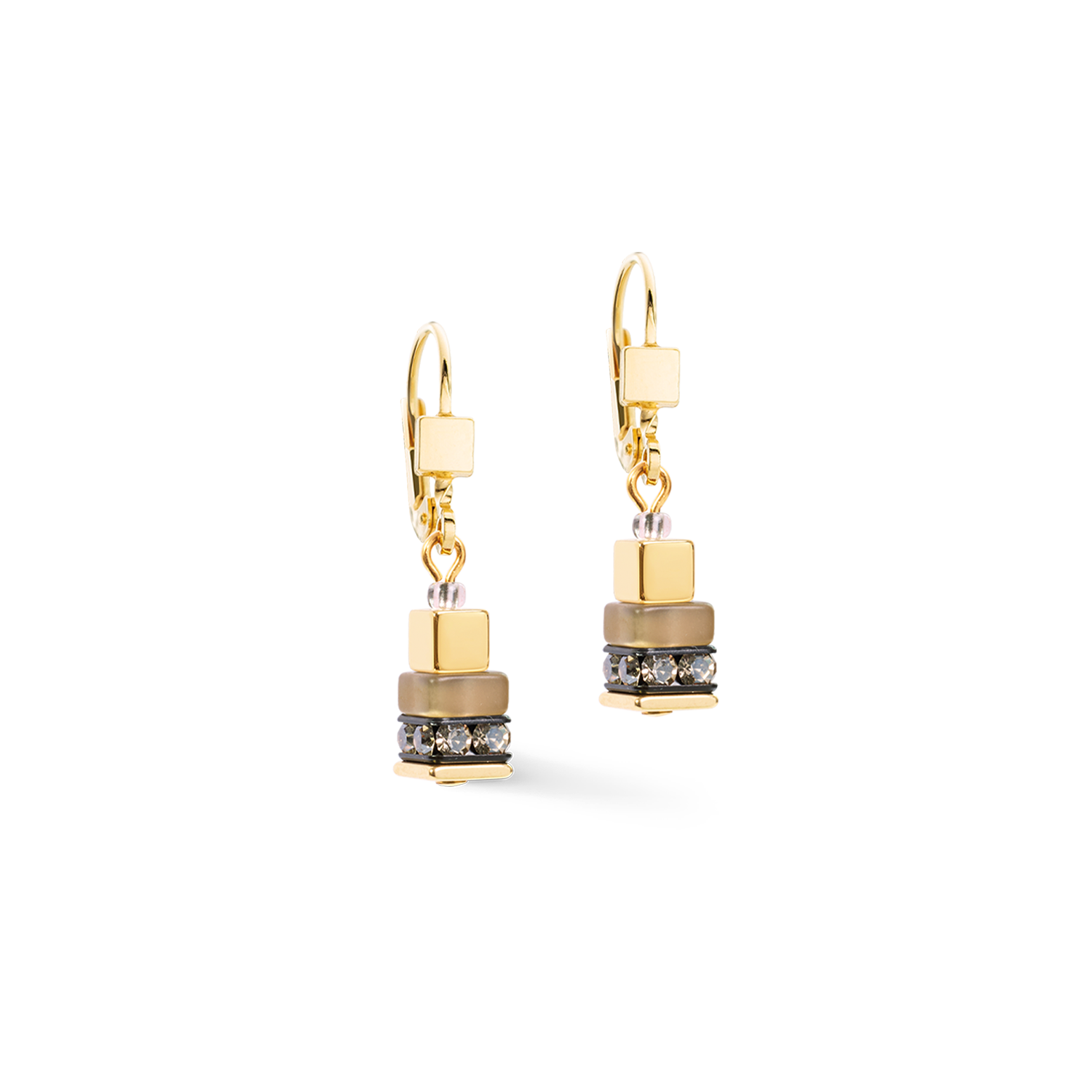 Orecchini Urban Nature Cube beige-oro