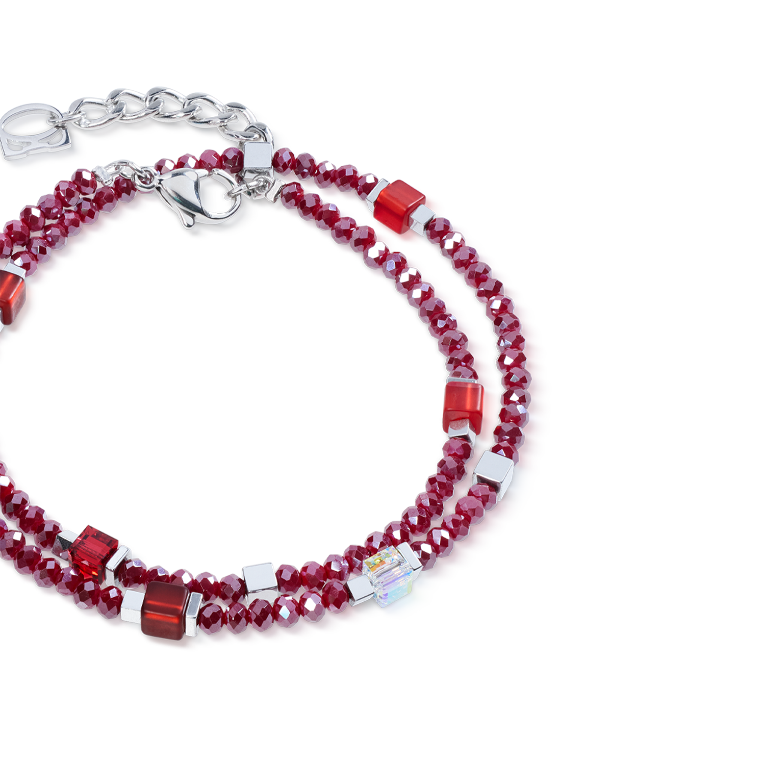 Joyful Colours Flex Bracciale argento-rosso