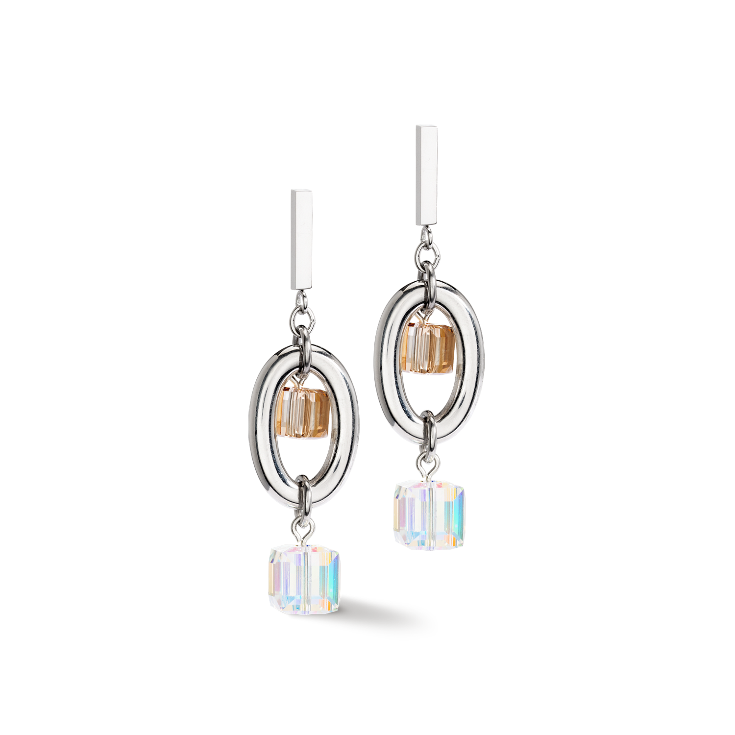 Orecchini GeoCUBE® Statement Precious Chunky Chain Multiwear grau-beige