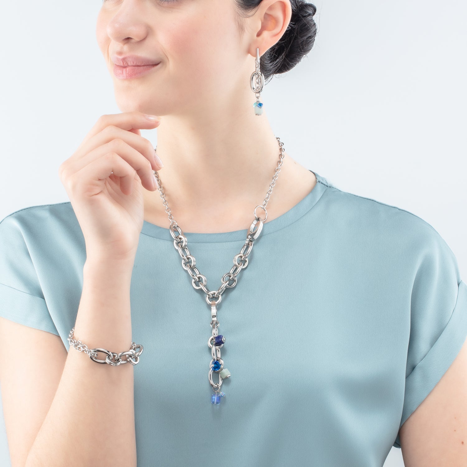 Collana Neptune's Treasure argento-blu