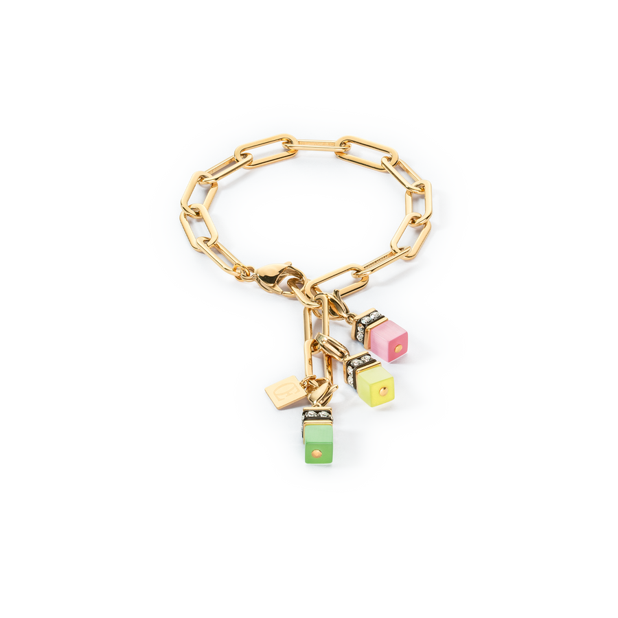 Bracciale Happy Iconic Cube Charms oro-pastello