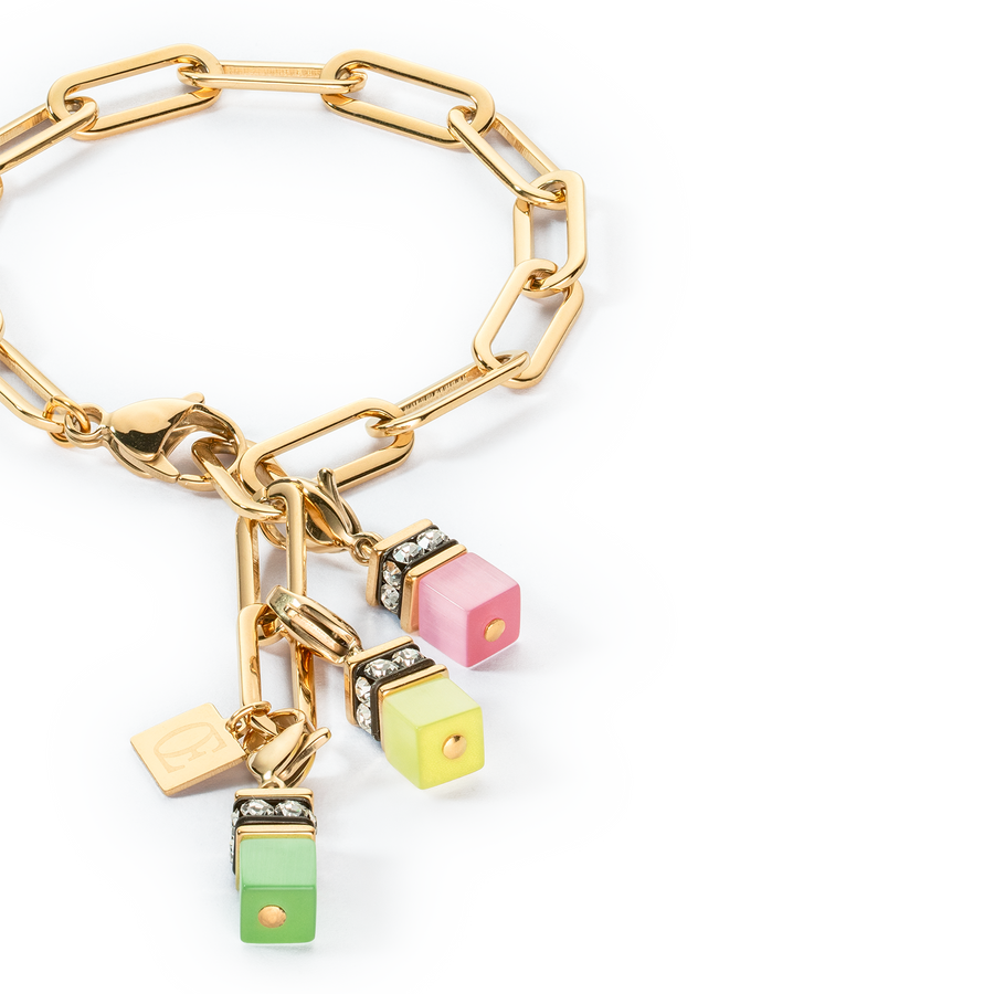 Bracciale Happy Iconic Cube Charms oro-pastello