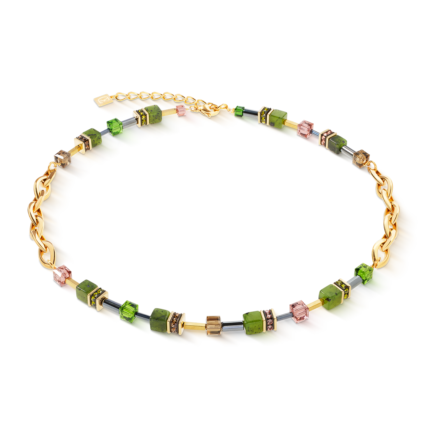 Collana GeoCUBE® Chunky Chain oro-verde