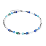 Collana GeoCUBE® Chunky Chain argento-blu