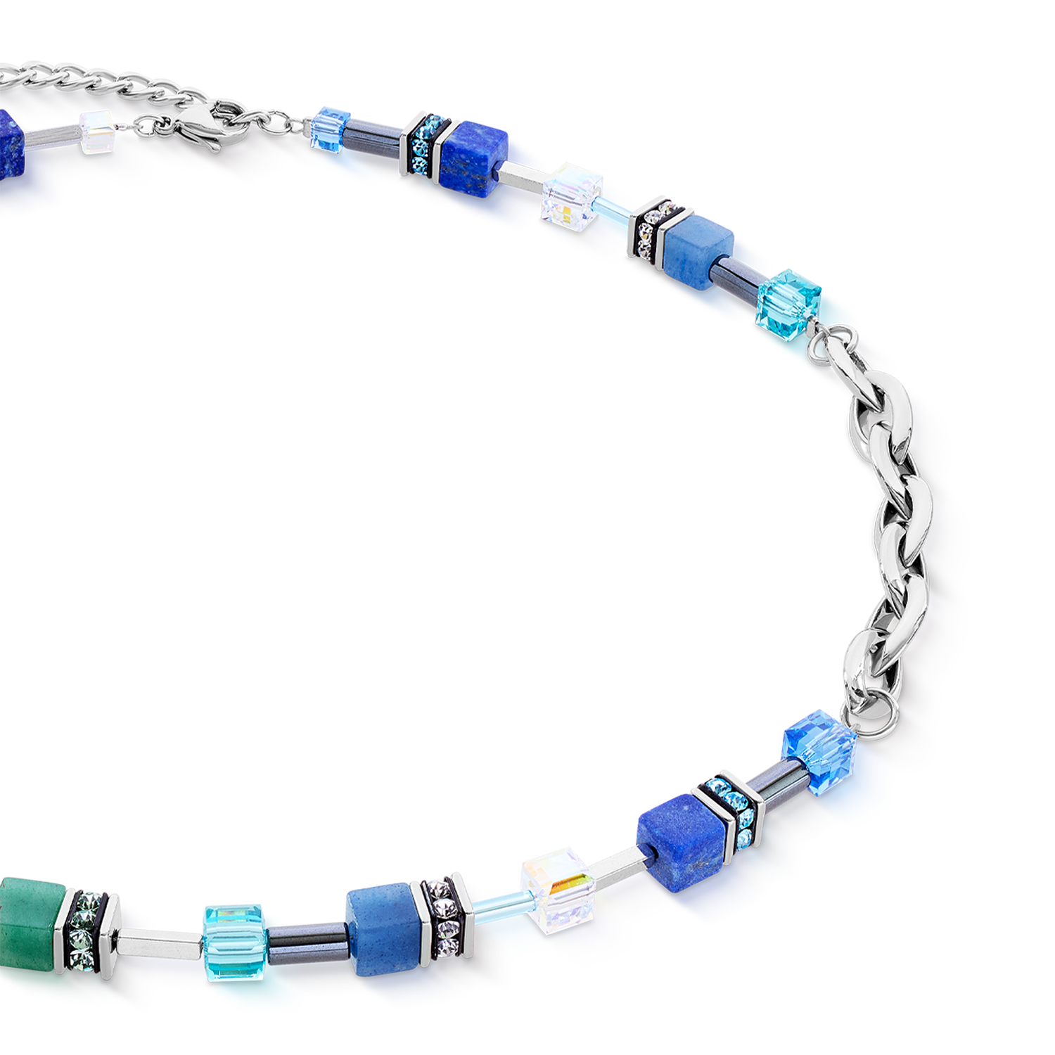 Collana GeoCUBE® Chunky Chain argento-blu