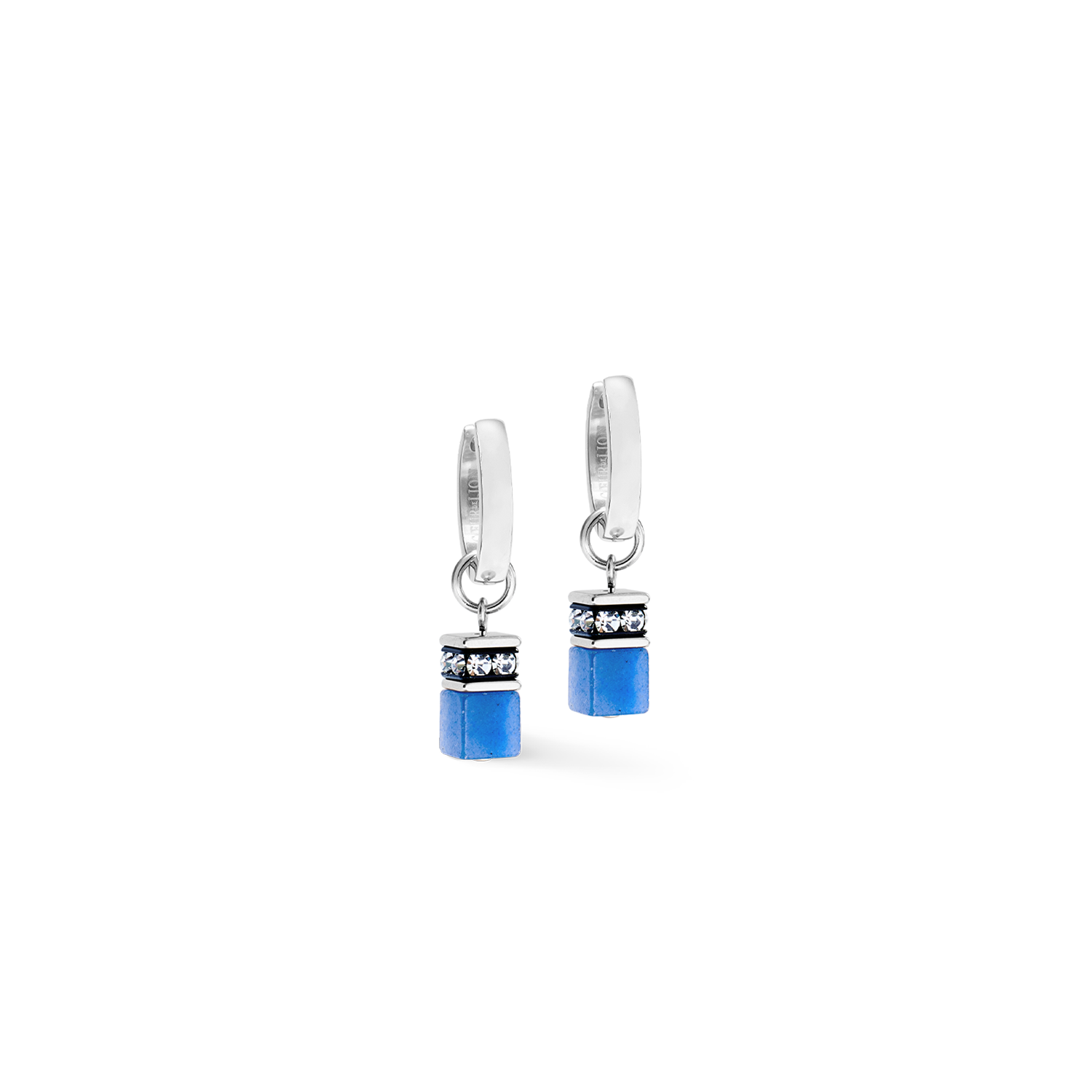 Orecchini creoli GeoCUBE® Chunky Chain argento-blu