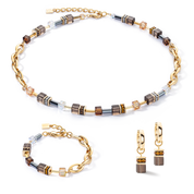 Orecchini a cerchio GeoCUBE® Chunky Chain oro-marrone