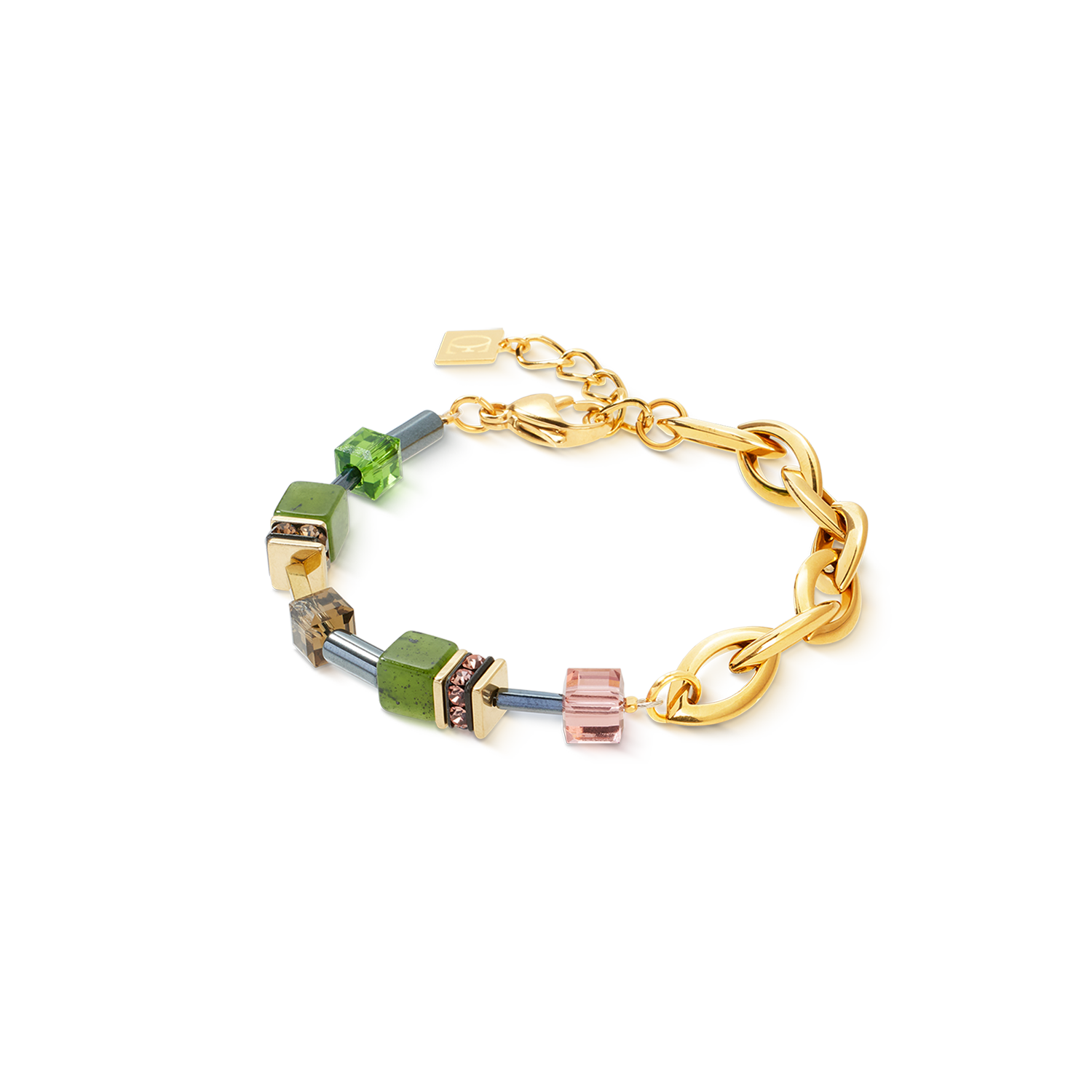 Bracciale GeoCUBE® Chunky Chain verde-oro