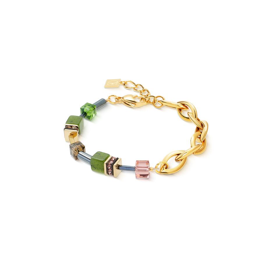 Bracciale GeoCUBE® Chunky Chain verde-oro