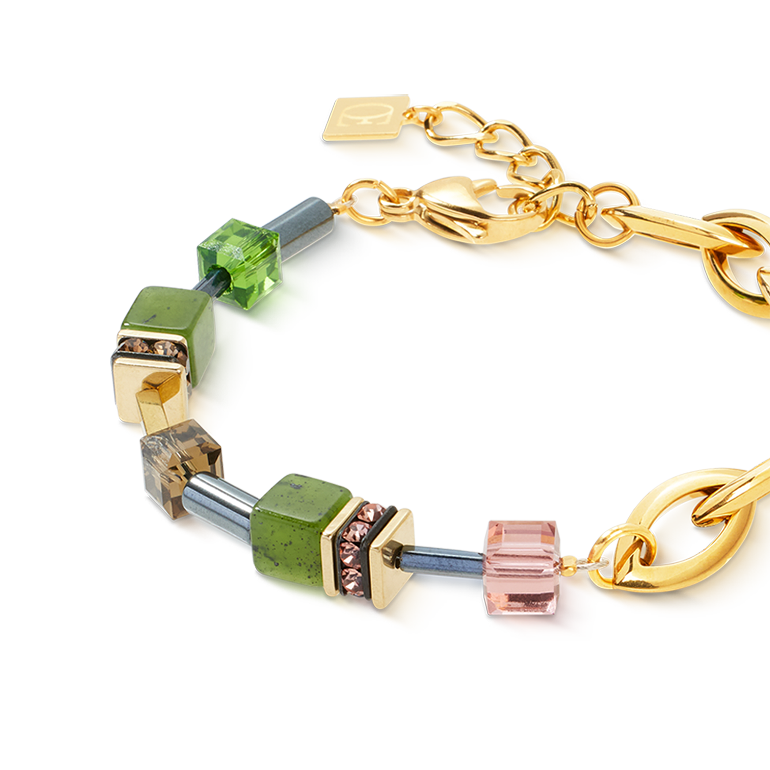 Bracciale GeoCUBE® Chunky Chain verde-oro