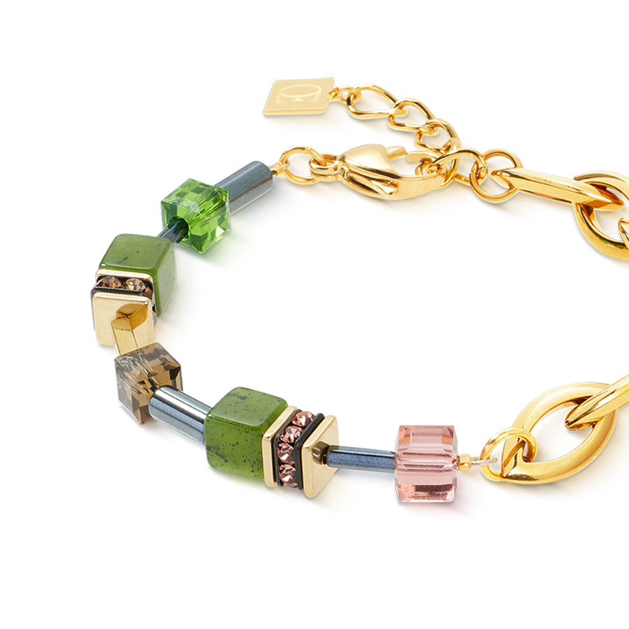 Bracciale GeoCUBE® Chunky Chain verde-oro