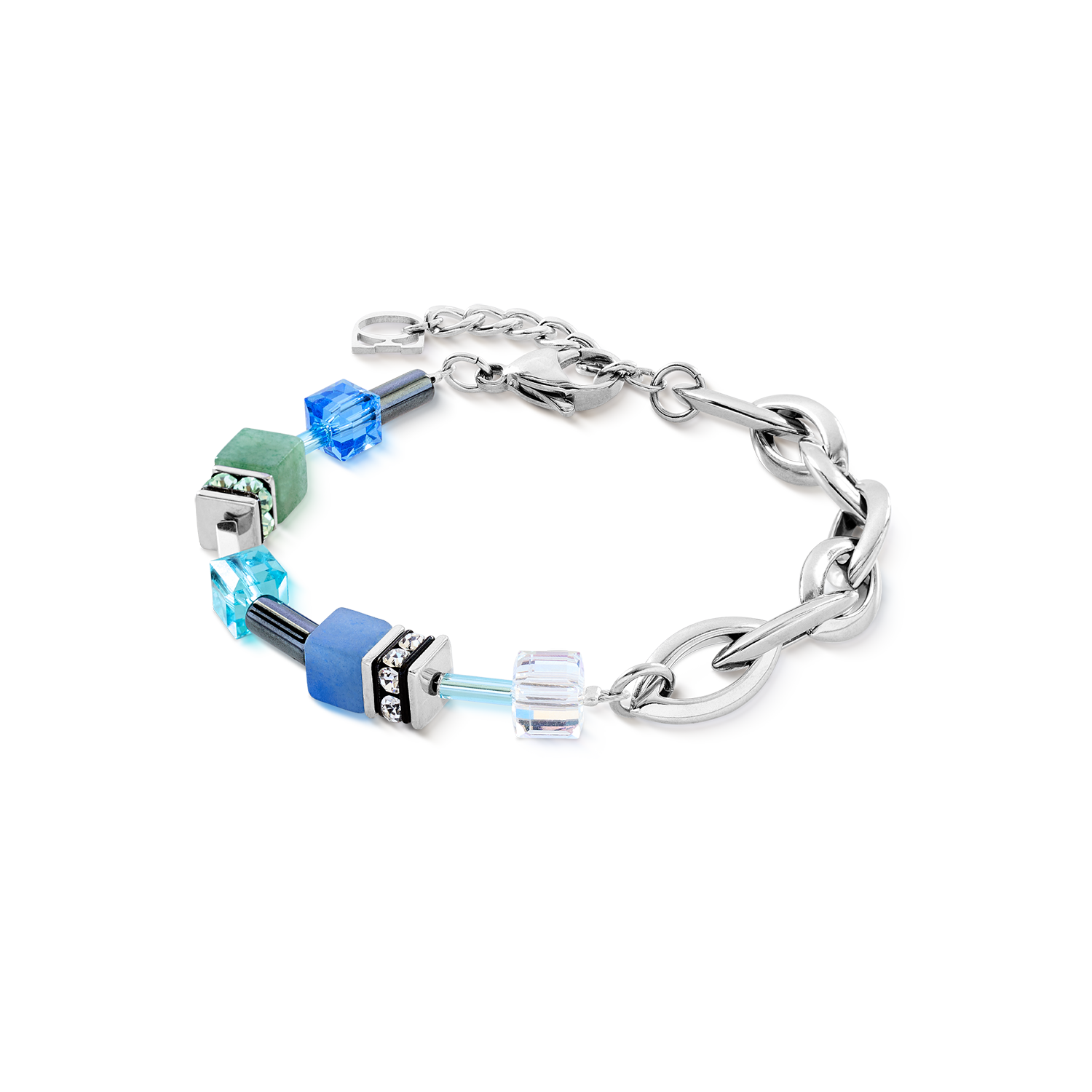 Bracciale GeoCUBE® Chunky Chain argento-blu